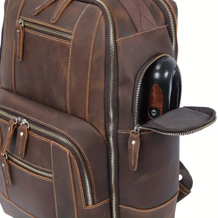 Sterling | Vintage Leather Multi‑Layer Backpack