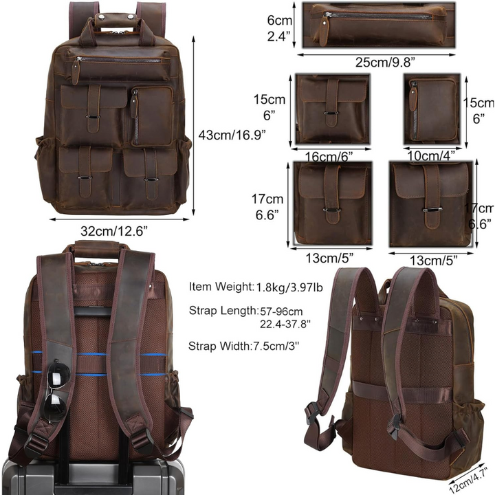 Ruben | Multi-Pocket Leather | Backpack