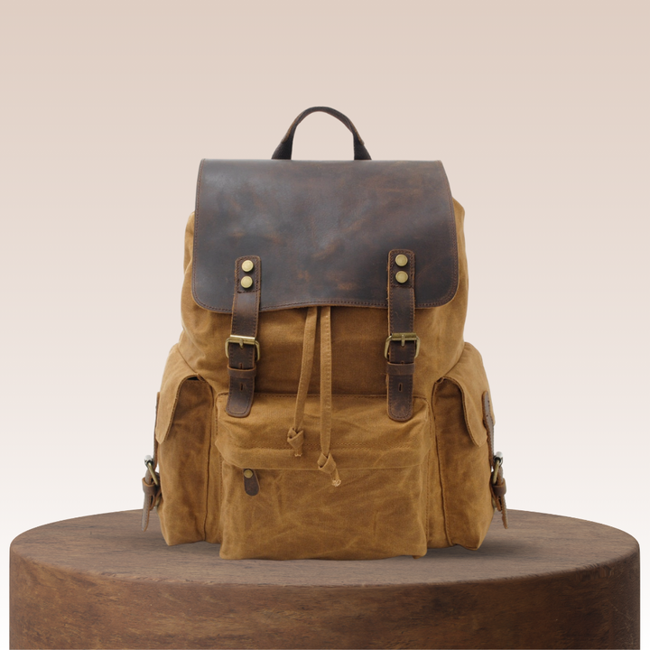 Joey | Classic Waxed Canvas with Leather Flap | Backpack