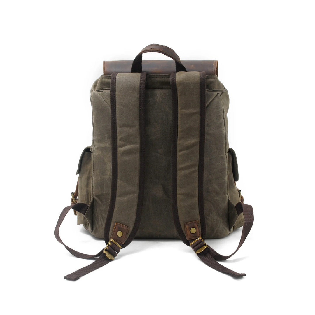 Joey | Classic Waxed Canvas with Leather Flap | Backpack