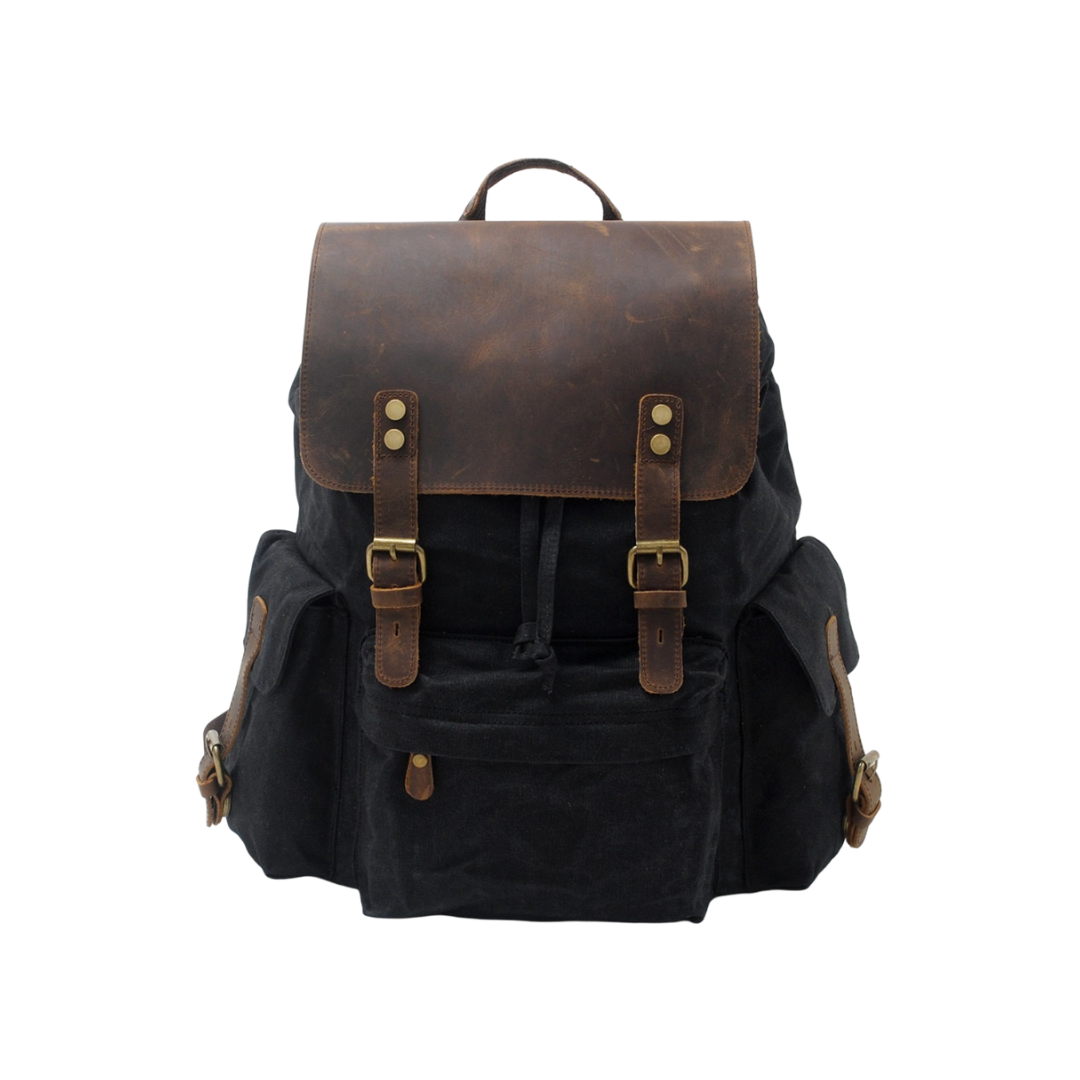 Joey | Classic Waxed Canvas with Leather Flap | Backpack