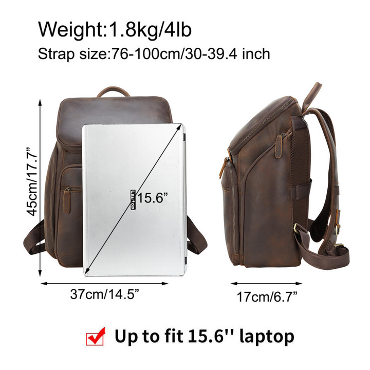 Laurent | Classic Leather with Front Pocket | Backpack