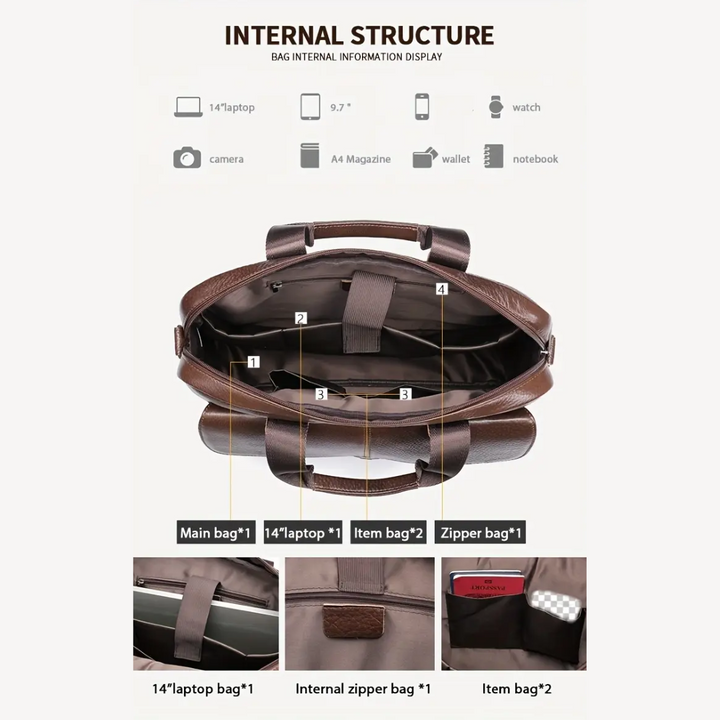 Wyatt | Heritage Leather Briefcase with Secure Lock Flap