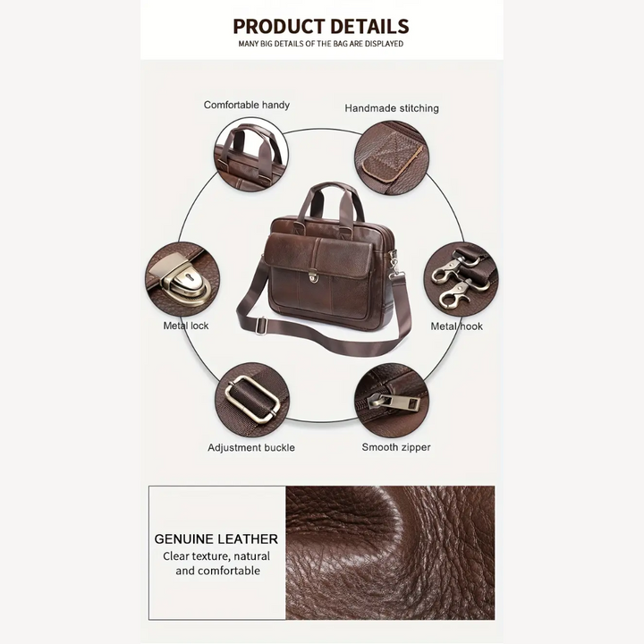 Wyatt | Heritage Leather Briefcase with Secure Lock Flap