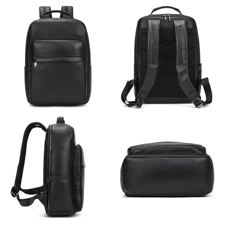 Everett | Genuine Top‑Grain Leather Laptop Backpack