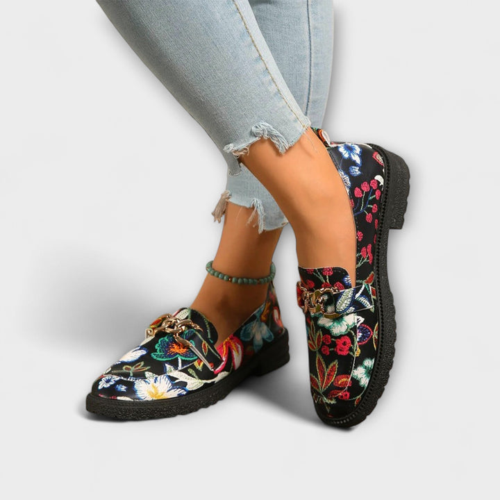 Samantha | Multicolored Moccasins with Floral Pattern