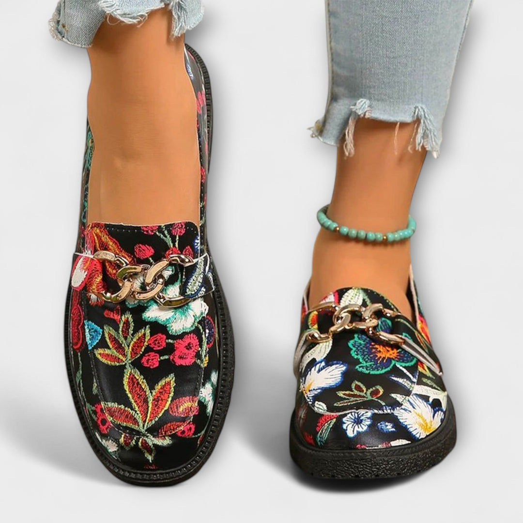 Samantha | Multicolored Moccasins with Floral Pattern