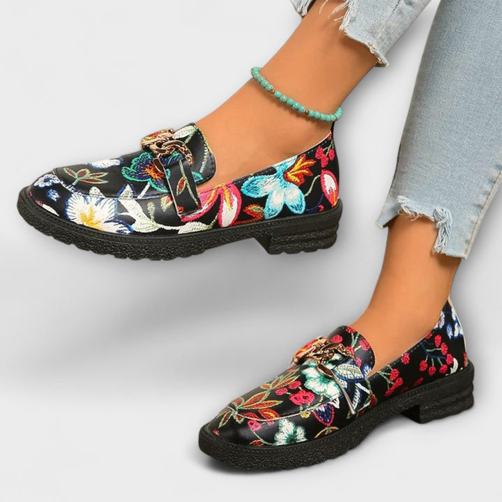 Samantha | Multicolored Moccasins with Floral Pattern