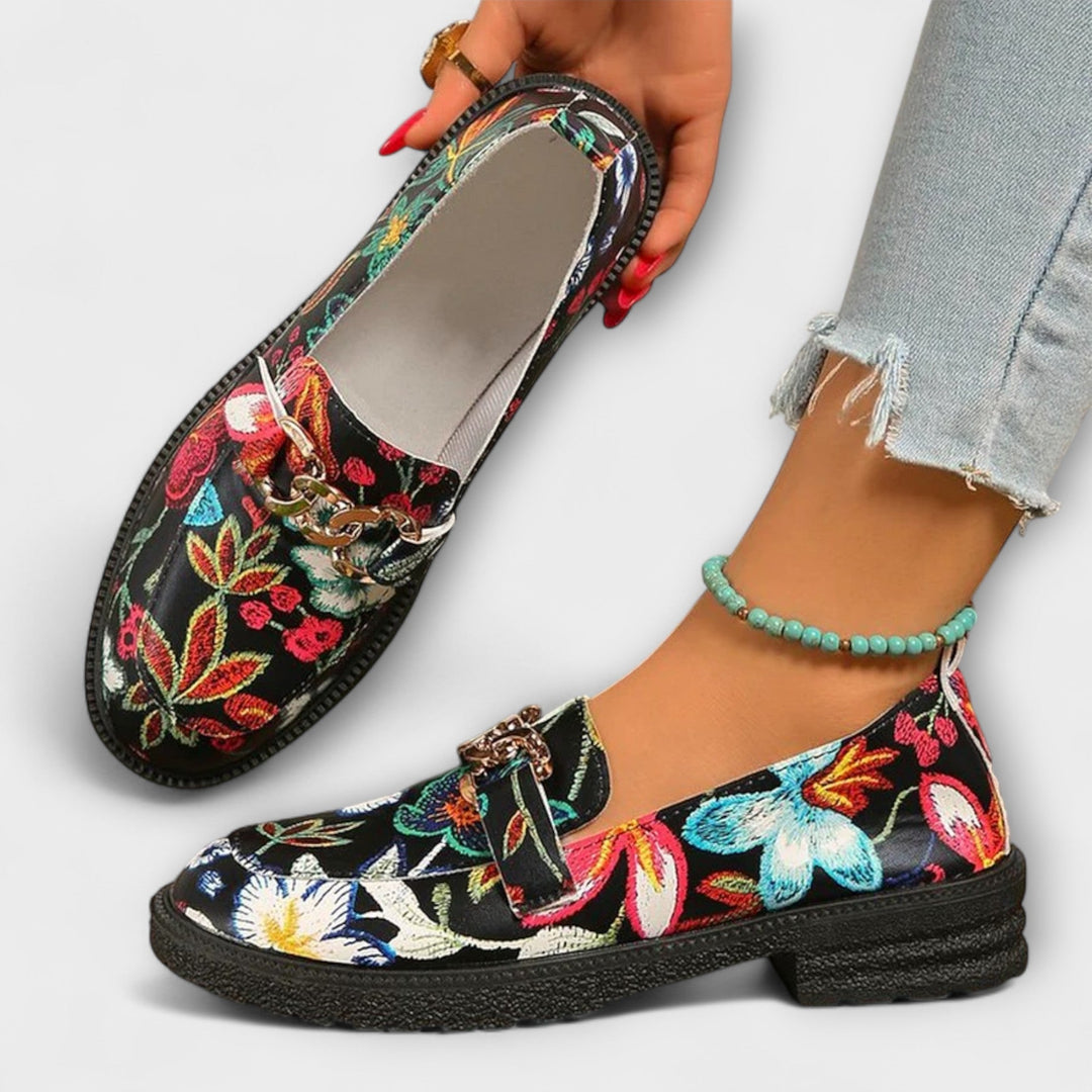 Samantha | Multicolored Moccasins with Floral Pattern