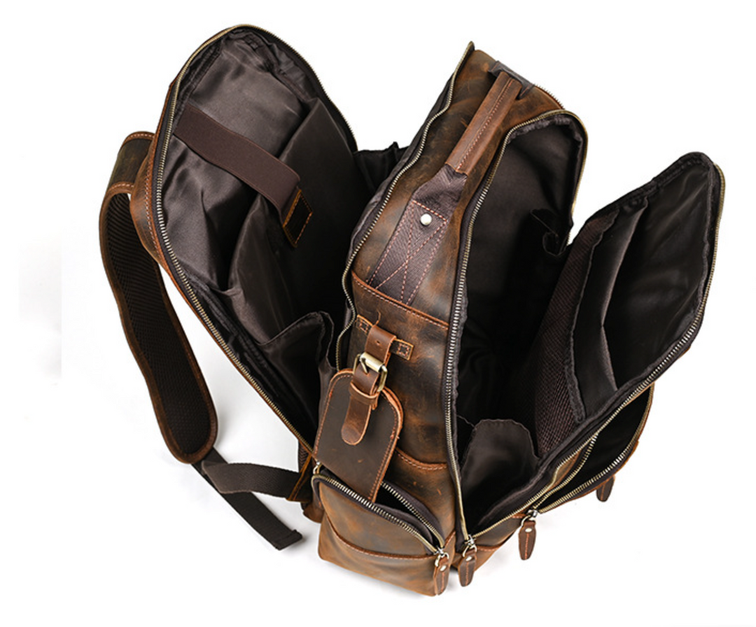 Sterling | Vintage Leather Multi‑Layer Backpack