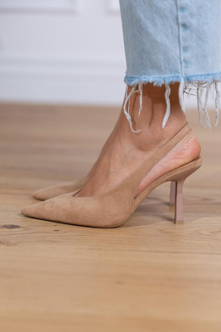 Marlena  | Nude Slingback Pumps with Thin Heel
