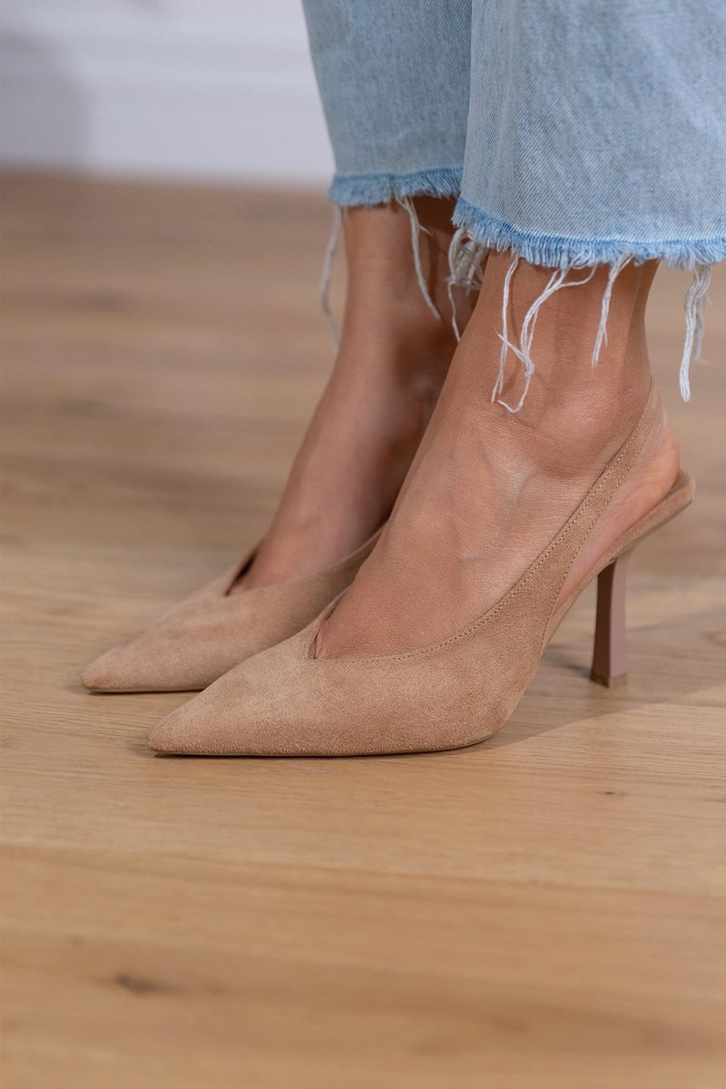 Marlena  | Nude Slingback Pumps with Thin Heel